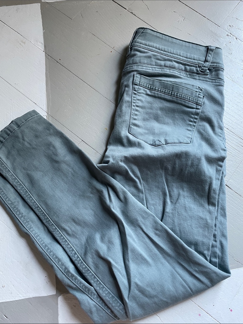 Democracy Slim Jeans in Light Teal with Black Waistband